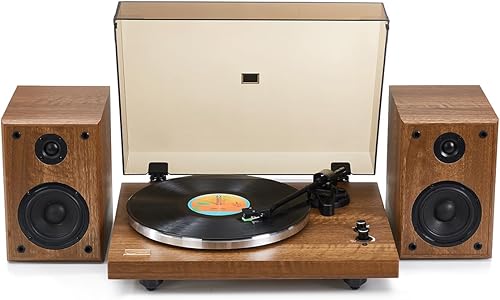 Miniatura 4 de Arkrocket Cassini - Tocadiscos Bluetooth de alta fidelidad con altavoces integrados, tocadiscos de vinilo con cartucho magnético móvil, salida de