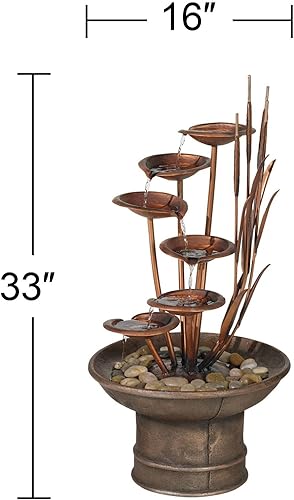Miniatura 4 de Lirios de agua y colas de gato, fuente de agua moderna para suelo al aire libre, 33 pulgadas de alto, decoración en cascada para jardín, patio,