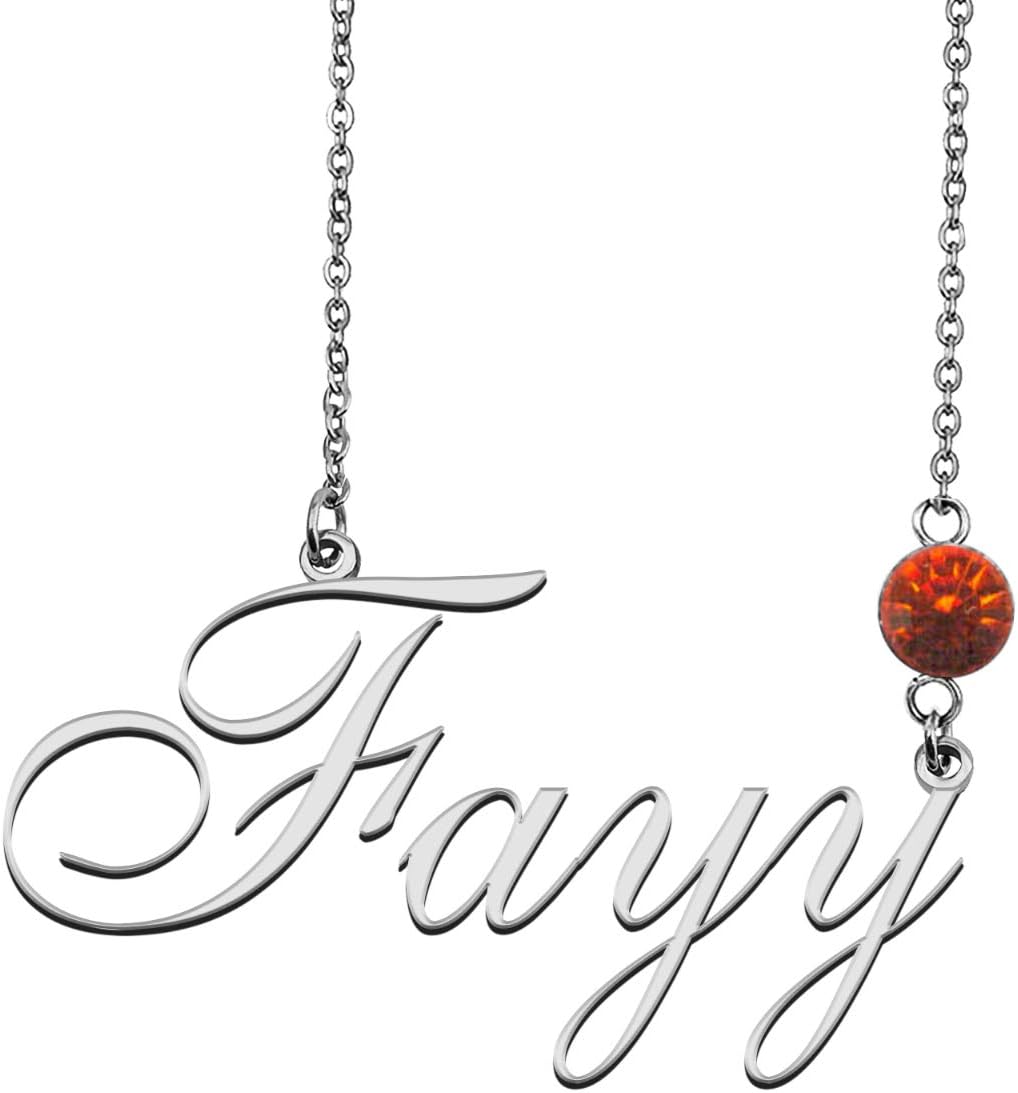 Personalized Name Necklace Charm Pendant with Birthstone for Her