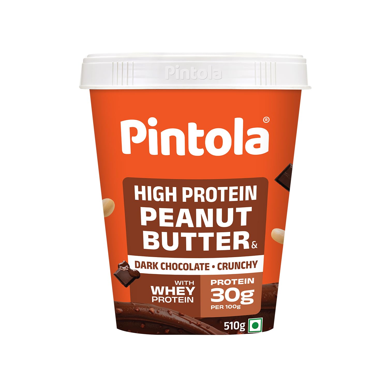 PINTOLA High Protein Peanut Butter Chocolate Flavour Crunchy 510g, Added WHEY Protein, 30g Protein 6.2g Fiber, Gluten Free, Zero Trans Fat, Dark Chocolate Peanut Butter Spread, Nut Butter Bread Snacks-image-28