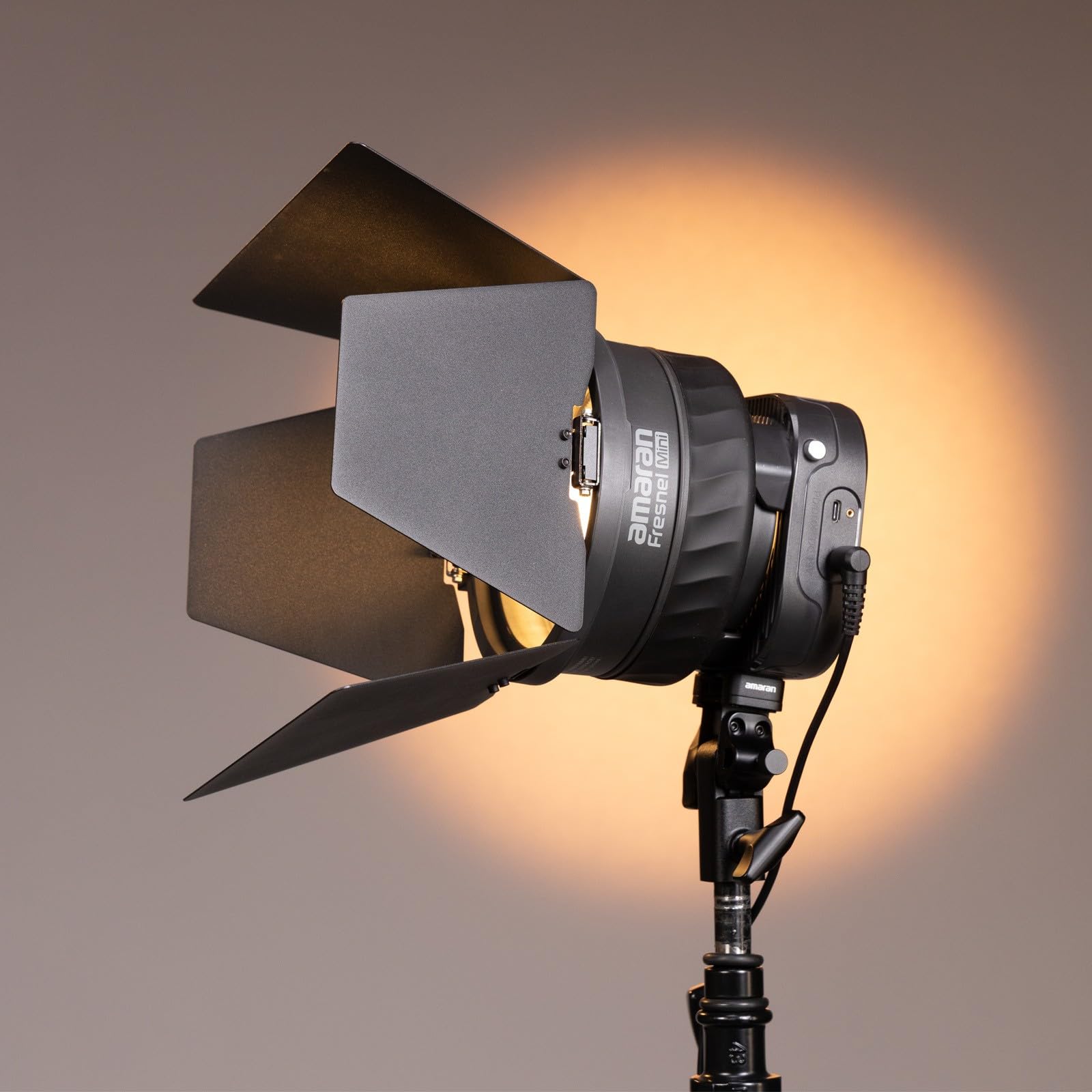 Accessoire Amaran Mini Fresnel à Monture Bowens pour Projecteurs Ray 60c/120c et Halo 60x/100x – 12 cm (4,7 Pouces), Faisceau Orientable de 15 à 30°, avec Volets à 4 Vantaux pour la Photographie