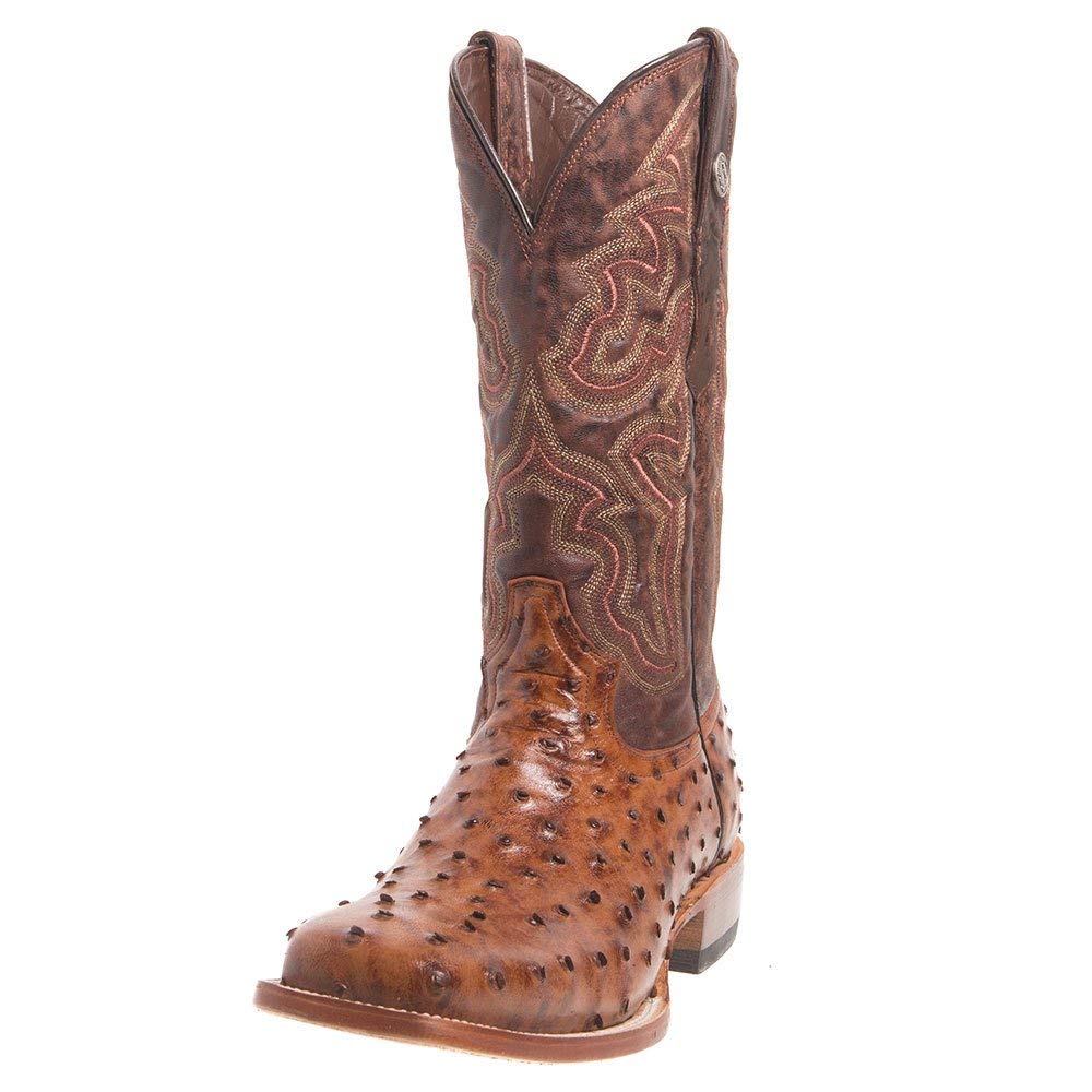 Tanner Mark Men's Ostrich Print Western Boot Square Toe Sandyswim