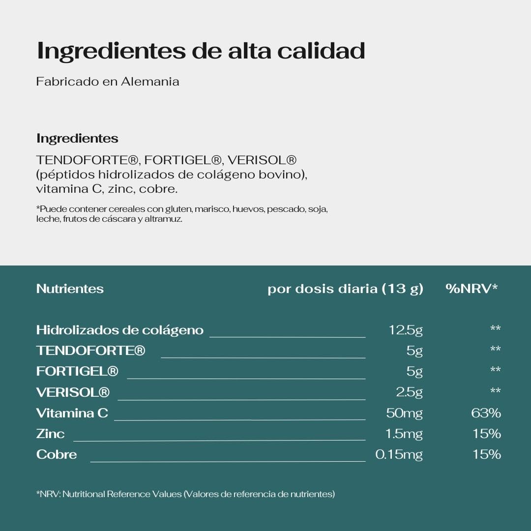 Naturecan Péptidos de Colágeno en Polvo, con TENDOFORTE®, FORTIGEL®, VERISOL®, Vitamina C, zinc y cobre (900 gr)
