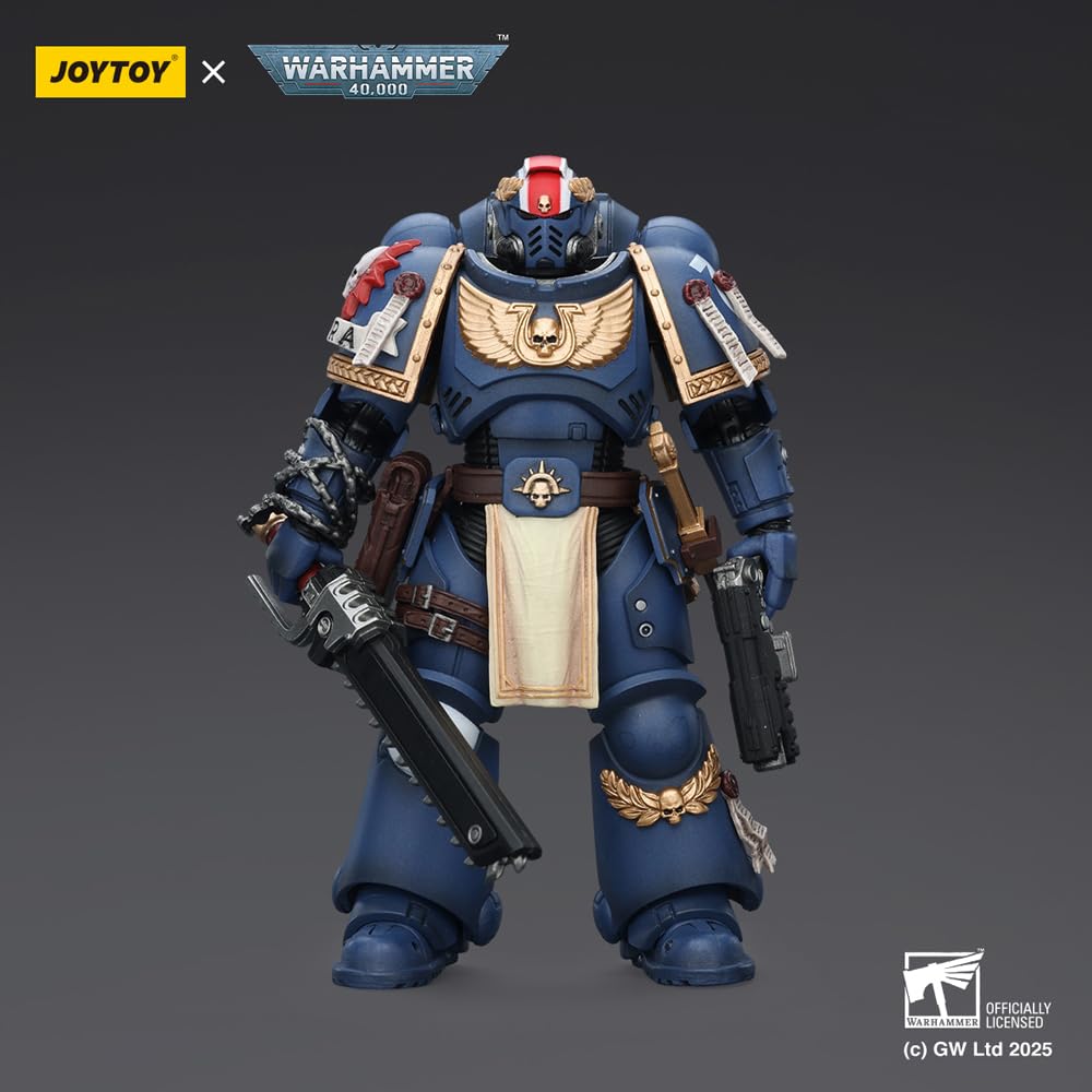 JOYTOY Warhammer 40K Spacemarine Ultramarines Titus z laurami zwycięstwa 1/18 figurka akcji