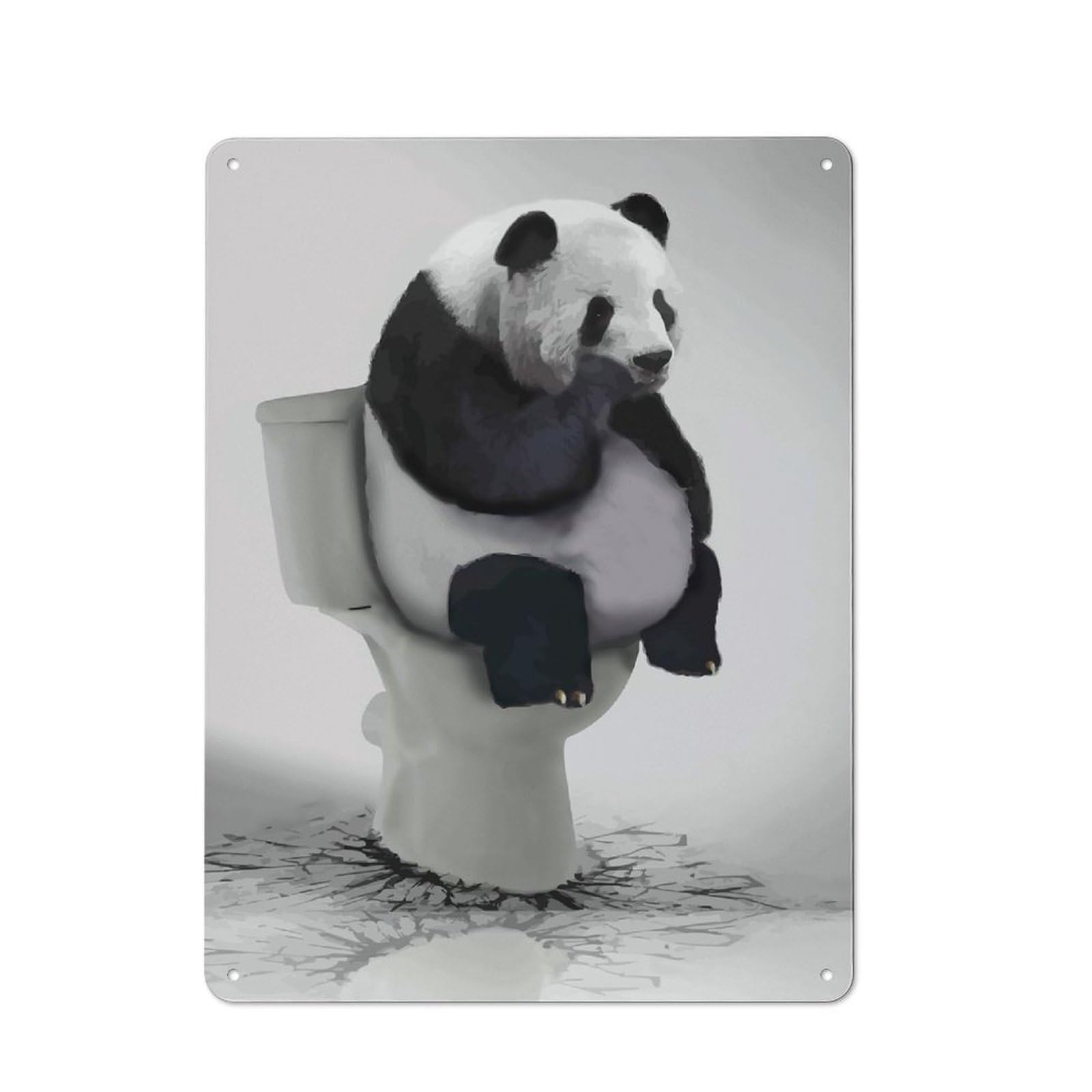 Junmoney Panda Funny Bathroom Tin Wall Plaque 40X30cm With For Hobby Room Or Studio, For Home Interiors, Feature Walls And Decorative Displays