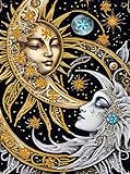 Diamond Art Kits for Adults,Special Shaped Sun and Moon Diamond Paintings Kits for Beginners,5D DIY Crystal Paint by Diamonds,Diamond Dot Gem Art Painting Kits,for Home Wall Art Decor 11.8X15.7Inch