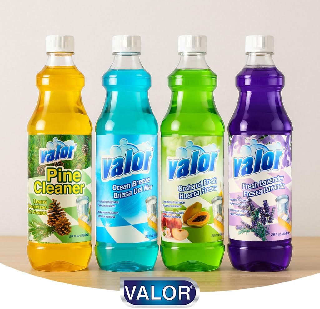 Valor Multi-Purpose Cleaner, 28 fl oz – Powerful Multi-Surface Cleaning, Streak-Free Shine, Biodegradable Formula, Made in USA (28 Fl Oz (Pack of 12), Lavender)