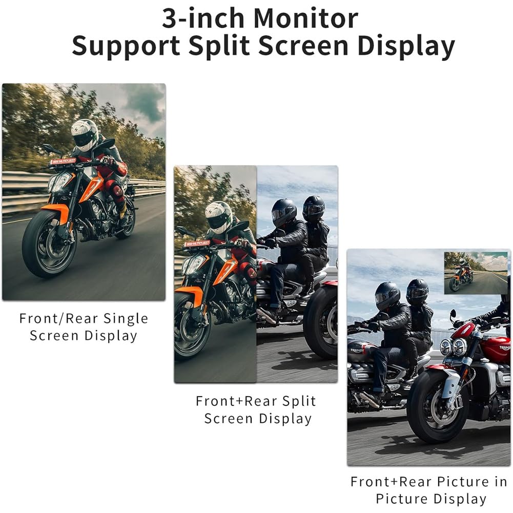 Motorrad-Dashcam Vorne und Hinten Motorrad-Fahrtenschreiberkamera Motorradzubehör