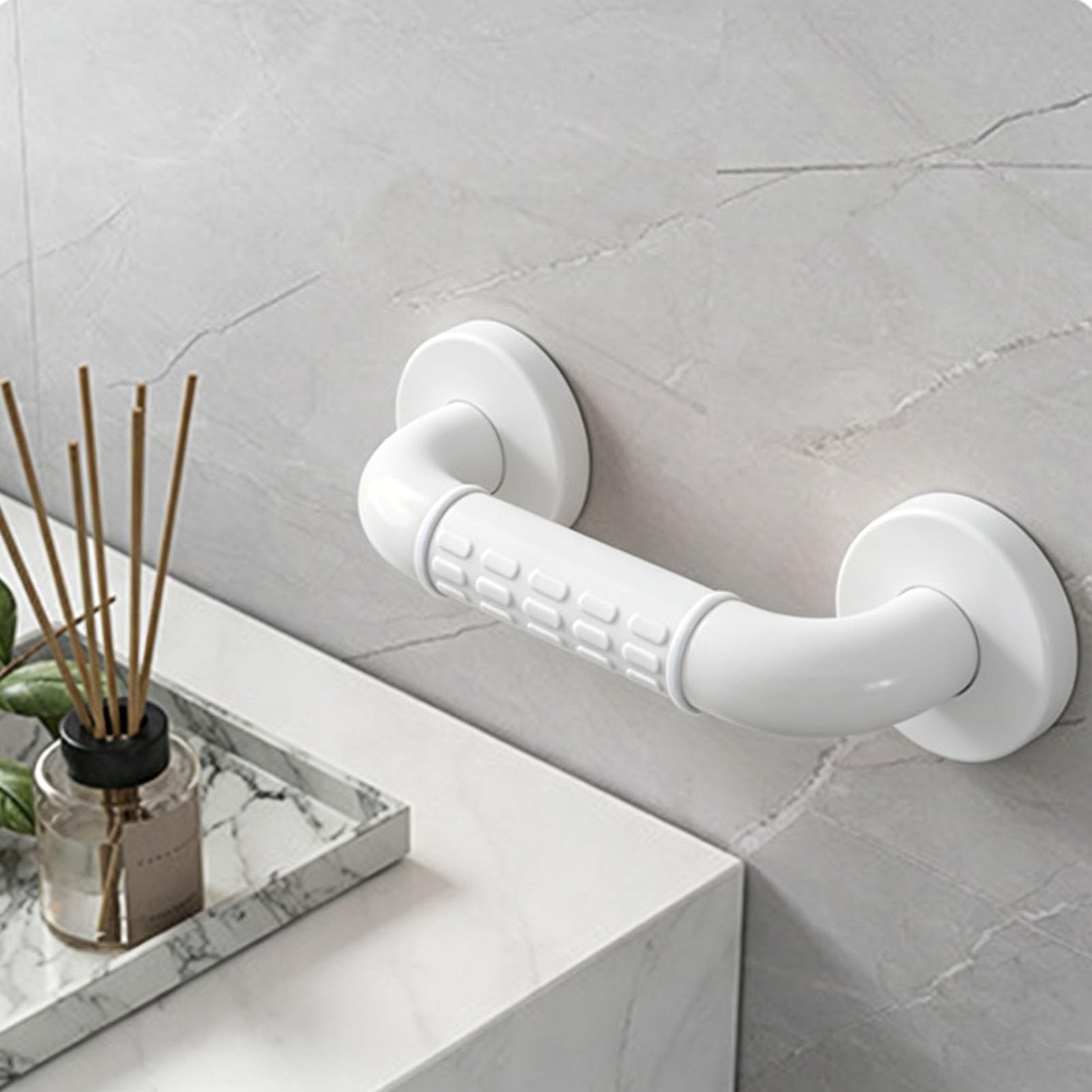 Hand Rails for Bathtubs and Showers, 48cm 58cm 68cm Sink Towel Rack White Bathroom Balance Grab Bars Elderly, Toilet Assist Handles with Reflective Ring(A,78cm(30.7in))