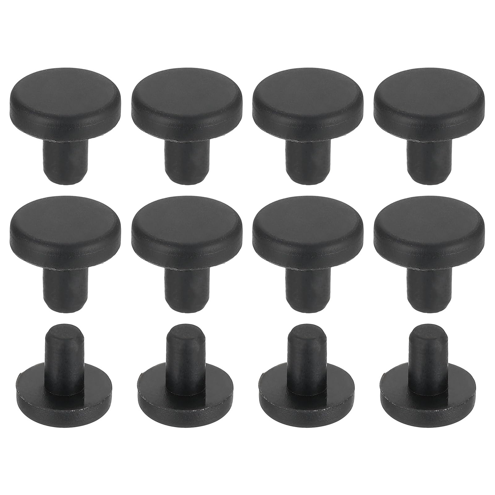 sourcing map 35Pcs Silicone Hole Plug 5mm, Black High Temp T Type Rubber Stoppers for 4.3-5.05mm Hole, Solid Waterproof Button Hole End Covers for Powder Coating, Sealing Plugs, Pipe Holes