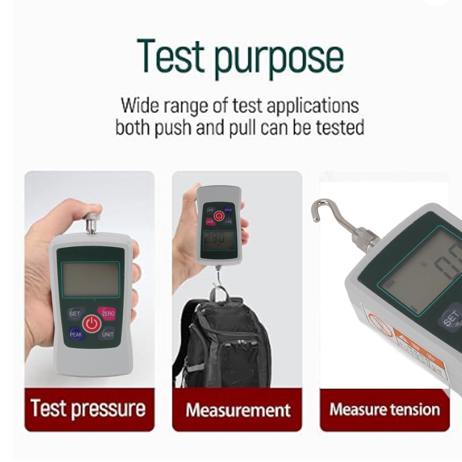 Digital Force Gauge,High Accuracy Push and Pull Tester Meter Aluminum Alloy Mini Multifunctional Push Pull Gauge for Material Mechanics Product Development