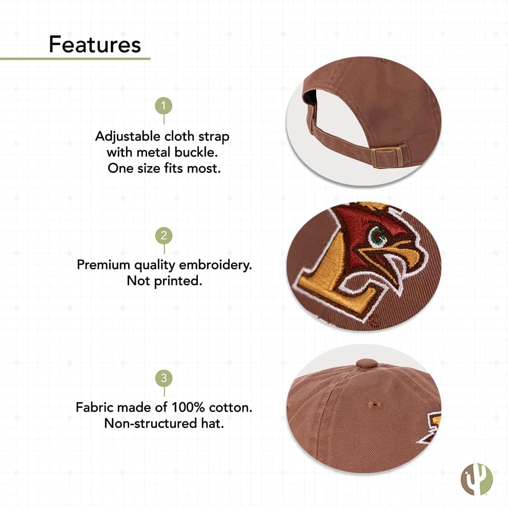 Desert Cactus Lehigh University Baseball Hat Mountain Hawks Brimmed Embroidered Cap Adjustable Cloth Strap Adult (Style A) Brown - Image 4