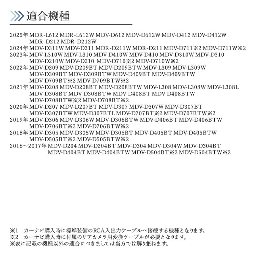 ⭐︎上級⭐︎美品⭐︎KENWOOD 2024地図　MDV-D503 新品バックカメラ付 MDV-D503 対応 車載カメラ 12V対応 角型 バックカメラ 広角 防水