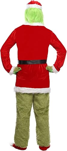 Miniatura 2 de Green Santa Claus Costume for Men 7pcs Christmas Deluxe Santa Suit Green Outfit