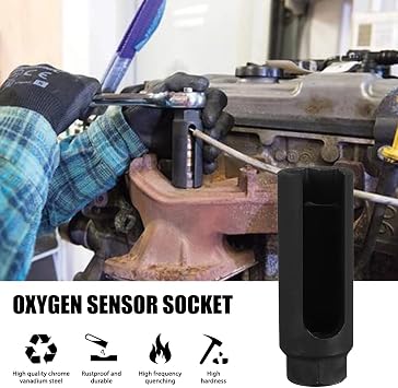 Oxygen Sensor Socket with Side Wire Cutout 3/8-Inch Drive by 7/8-Inch fits All Vehicle O2 Removal and Installation Offset Oxygen Sensor Socket(22mm)