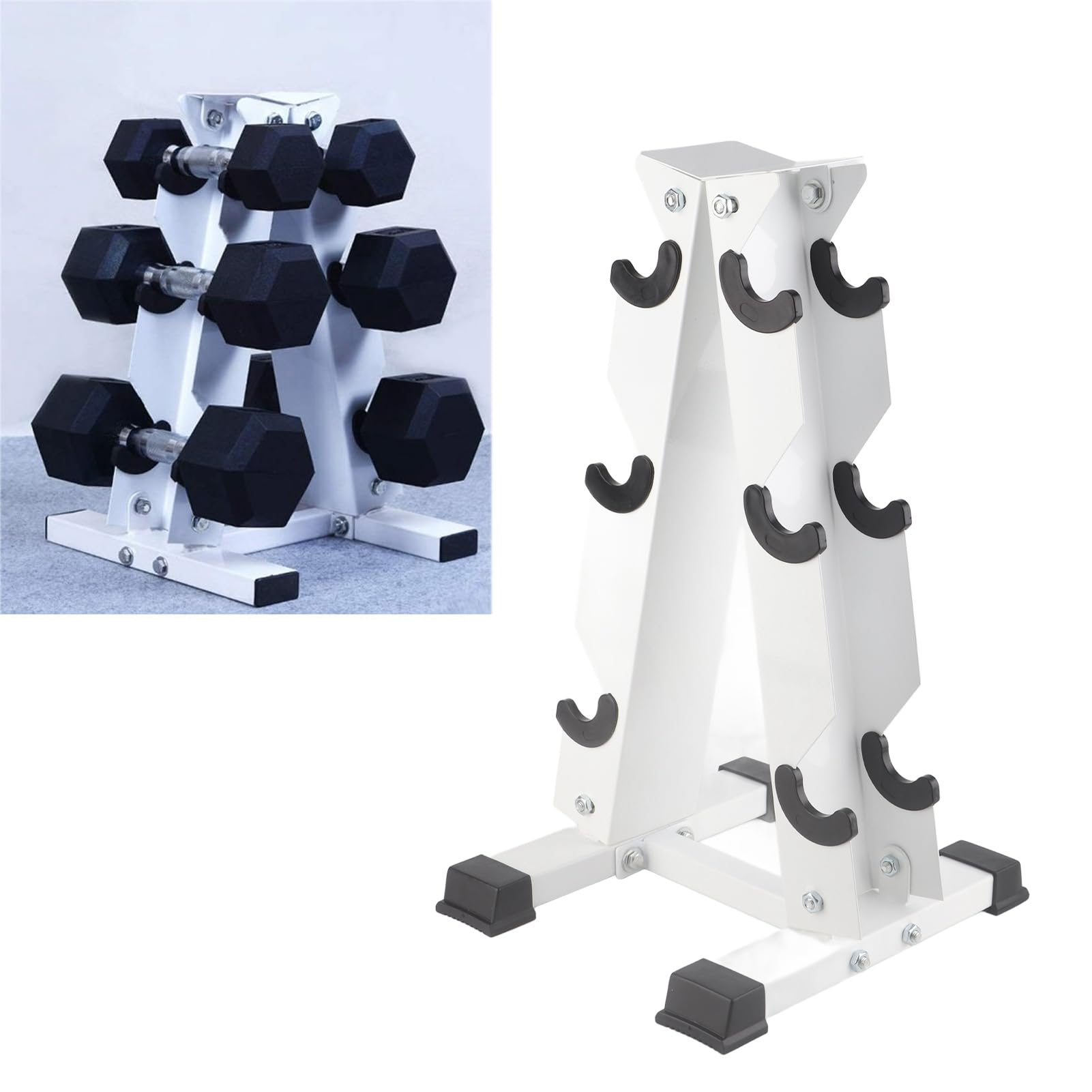 Rastrelliera per Manubri, Supporto per Supporto per Stoccaggio Manubri Una Staffa per Organizer per Rack di Supporto per Manubri a Forma di 3 Livelli