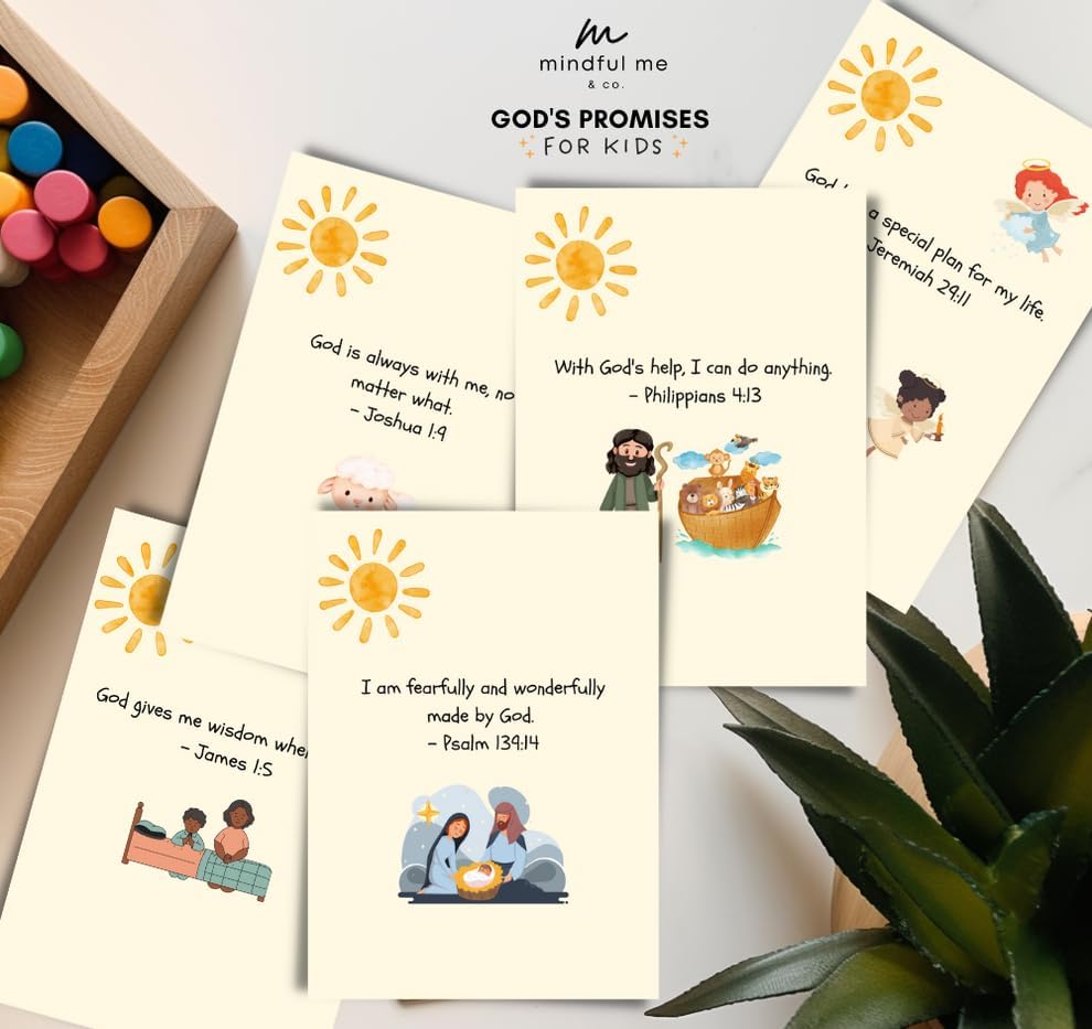 Miniatura 4 de 40 tarjetas de afirmación cristiana para niños afirmaciones positivas diarias, tarjetas cristianas con versículos bíblicos para confianza, carácter