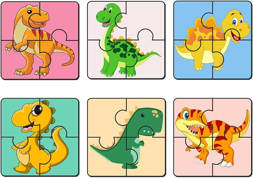 Artvibes Dinosaurs Wooden Jigsaw Puzzle Games for Children & Kids | Jigsaw Puzzles for Kids Age 2-5 | 4 Pieces Puzzles | Toddler's Wooden Puzzle (PZ_506N), Set of 6