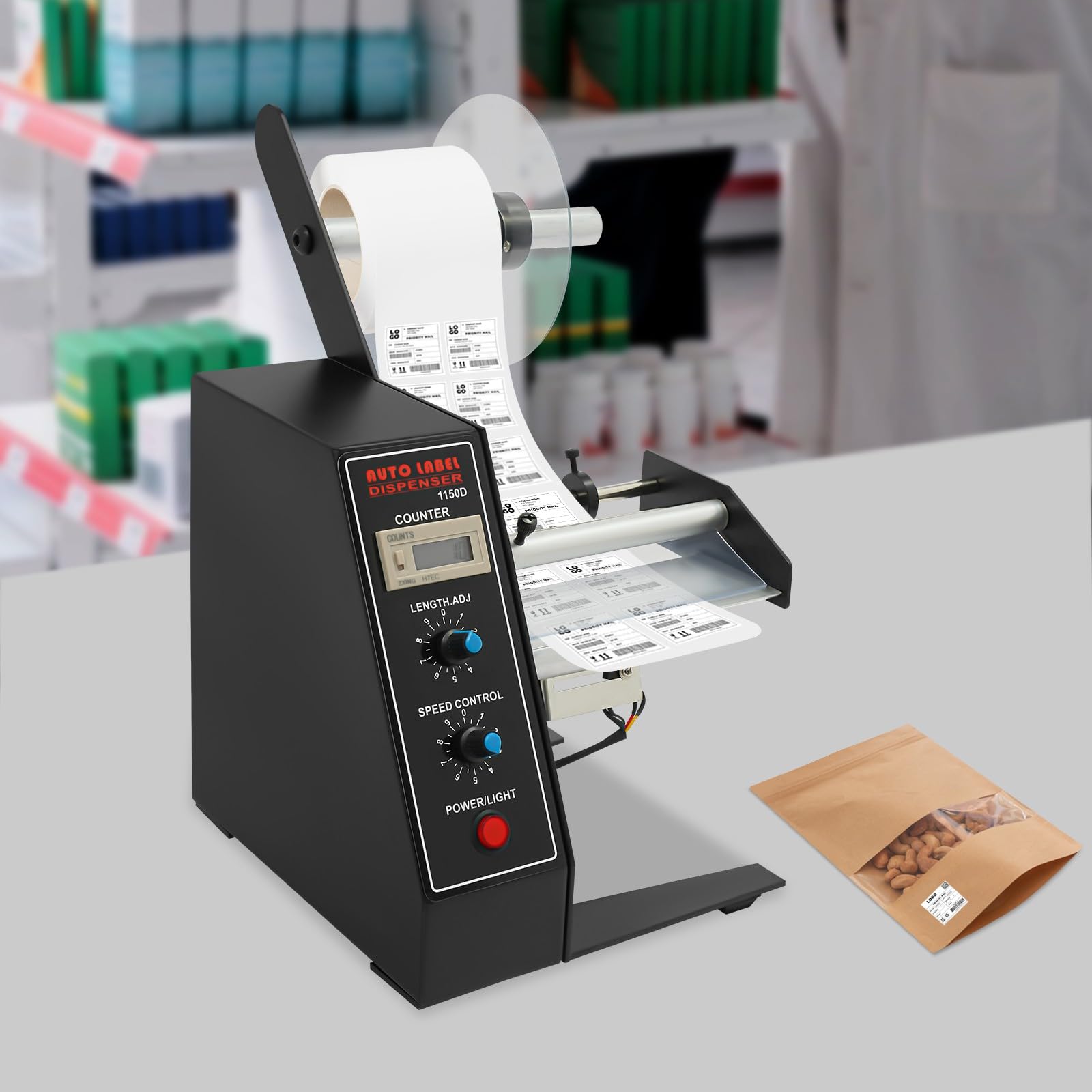 Distributore di etichette porta etichette da tavolo, nastro adesivo automatico, grande per etichette di carta