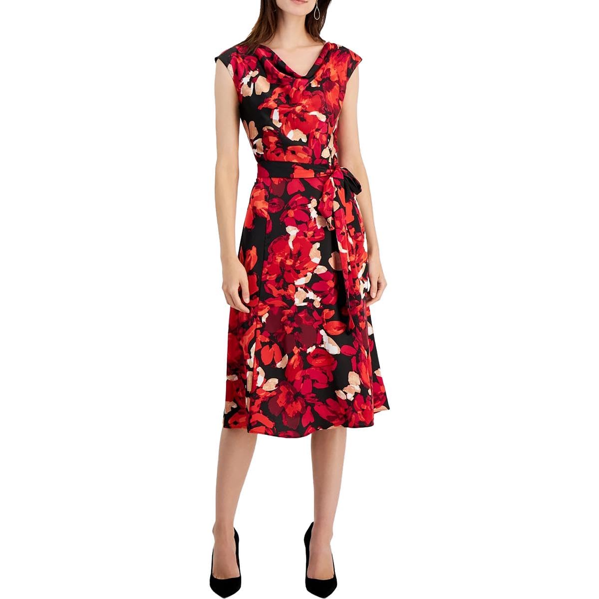 Kasper Womens Cowl Nk Seamd Flare Dress