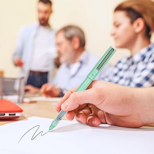 Miniatura 7 de M&G 12 bolígrafos de tinta líquida, tinta negra de 0.020 in, punta ultrafina con soporte para bolígrafo de 4 colores, bolígrafo líquido de secado