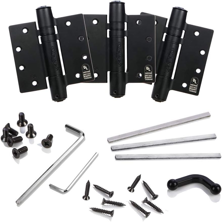 3 Pack 4.5" Heavy Duty Adjustable Hydraulic Self Closing Door Hinges, Fire Rated, Full Mortise, Black - K51M-450-B3 | Waterson Hinges