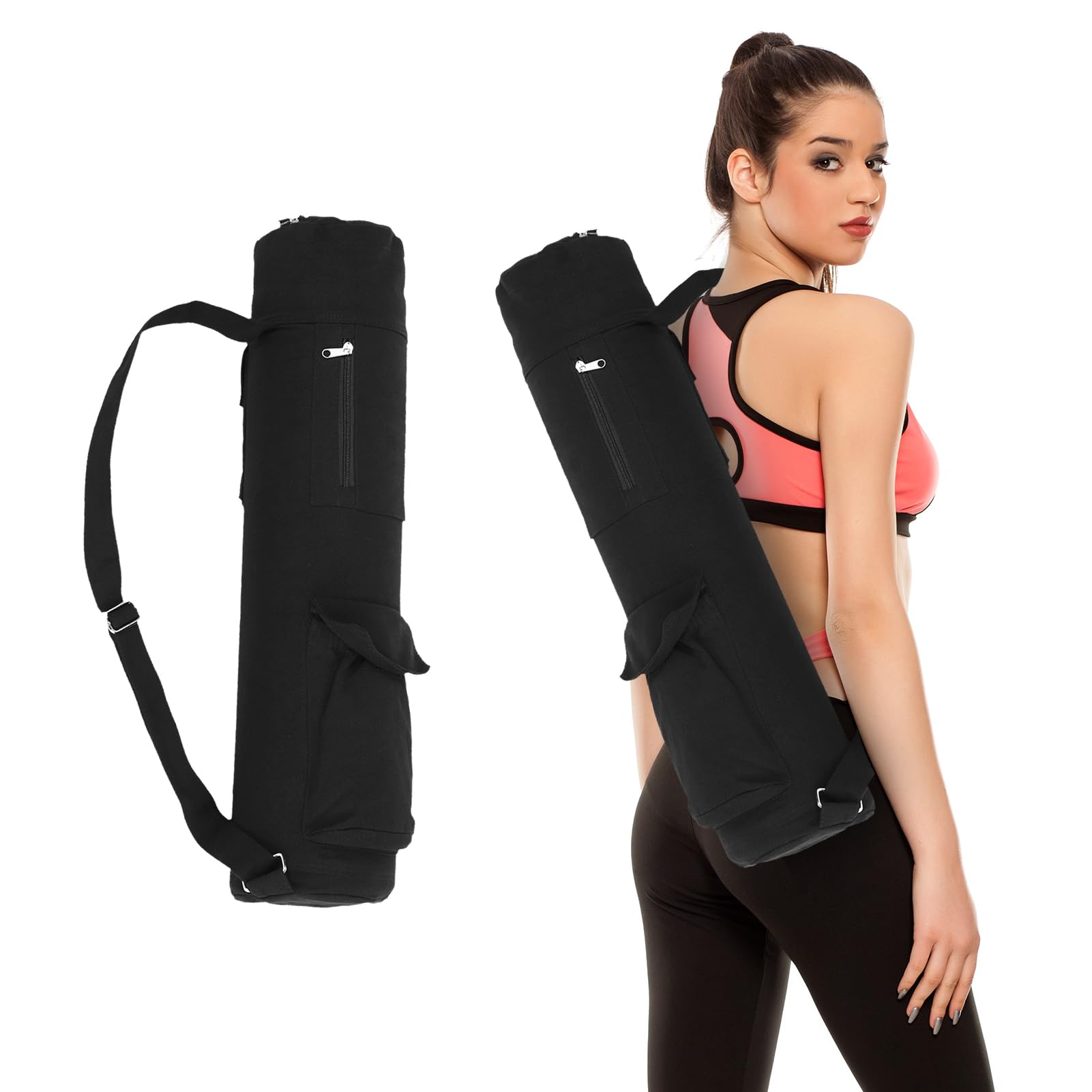 Borsa Per Tappetino da Yoga Borsa Per Tappetino da Yoga in Tela Borsa da Yoga Multifunzionale Zaino da Trasporto Per Yoga con Cinturino Regolabile Per Riporre Tappetini da Yoga