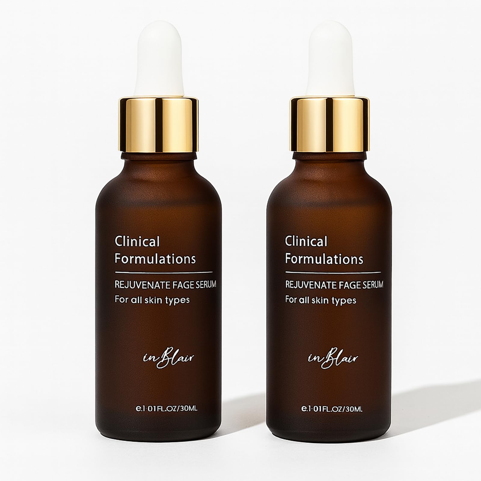 2 Bottle Pack - Inblair Rejuvenate Resurfacing Face Serum - Skin Care Serum for Face Wrinkles, Fine Lines, Dark Spots - Multi-Weight Hyaluronic Acid Formula for All Skin Types