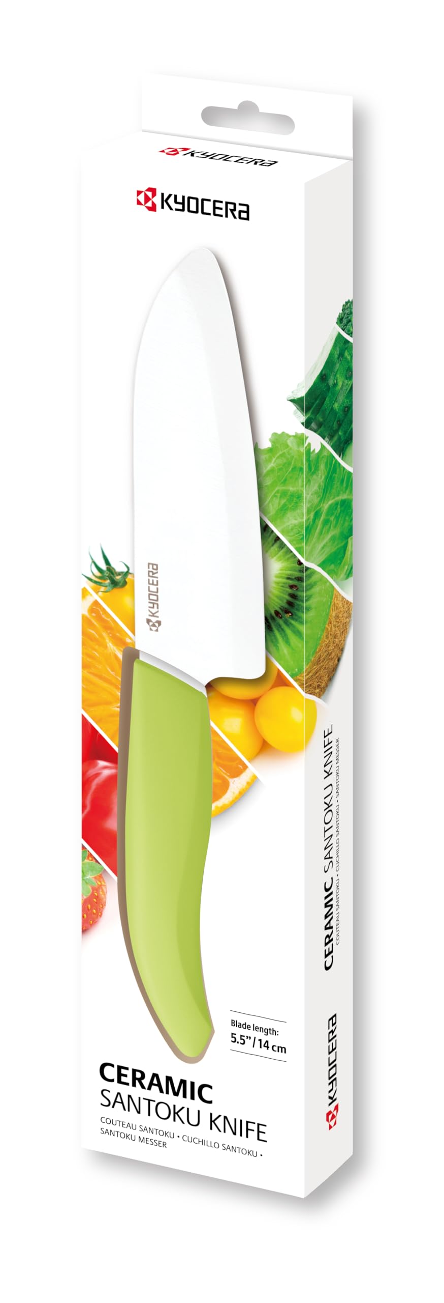 Kyocera FK-140-Wh GR Couteau du Chef Manche Vert Lame Céramique Blanche 14 cm