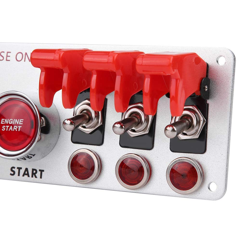 Panneau de commutateur d'allumage de voiture de course Nutriess Panneau de démarrage du moteur à LED à bouton-poussoir à bascule 12 V Hautes performances Fonctionnalités de