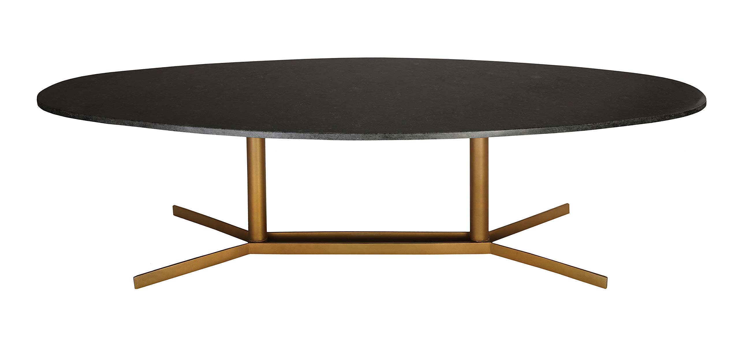 TOV Furniture Gemma Modern Marble Oval Cocktail Table, 51.2", Black, Gold