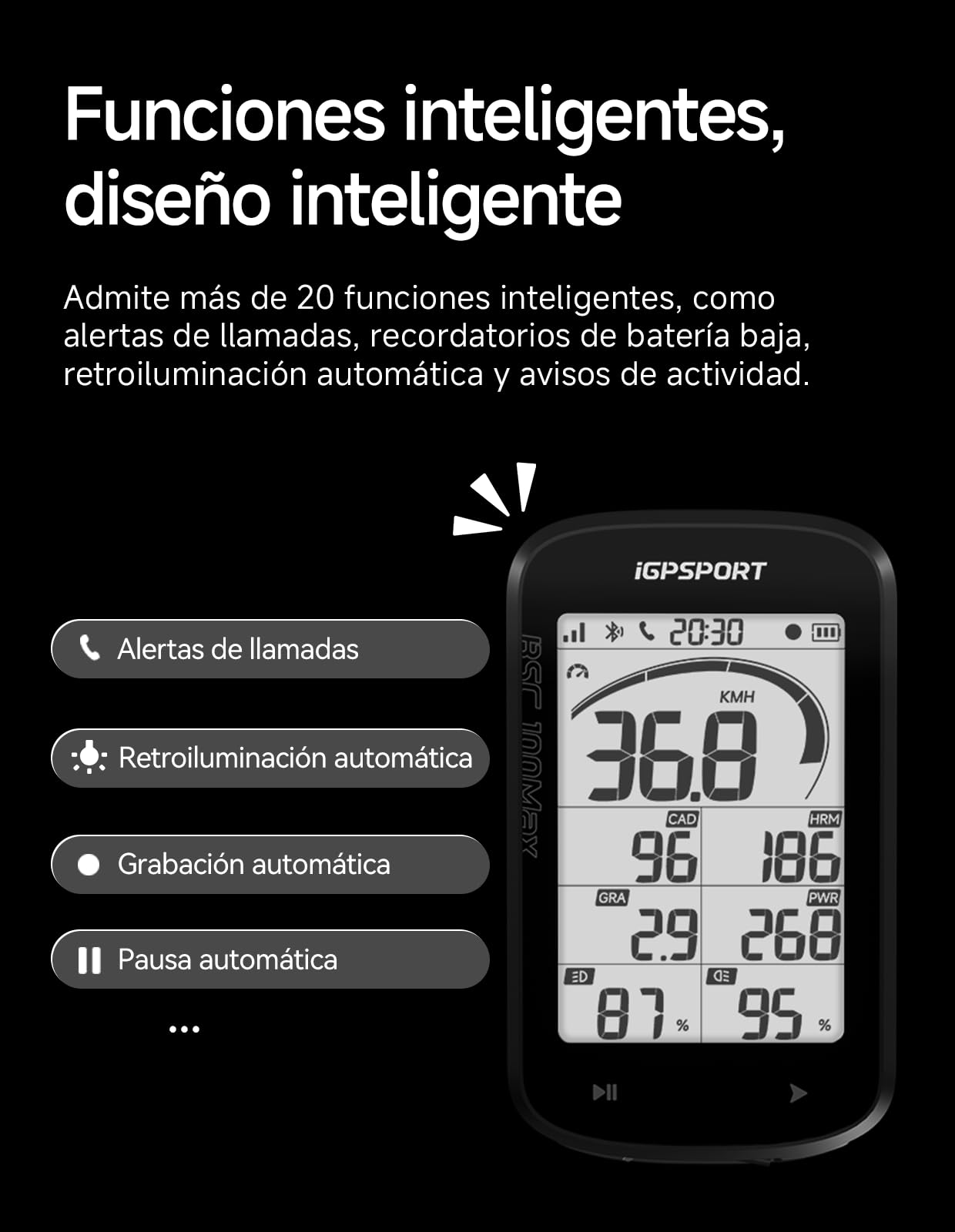 iGPSPORT BSC100MAX GPS Bicicleta, Pantalla 3" Grande, Inicio/Pausa Automático, 40h Autonomía, Datos Personalizables, Impermeable IPX7