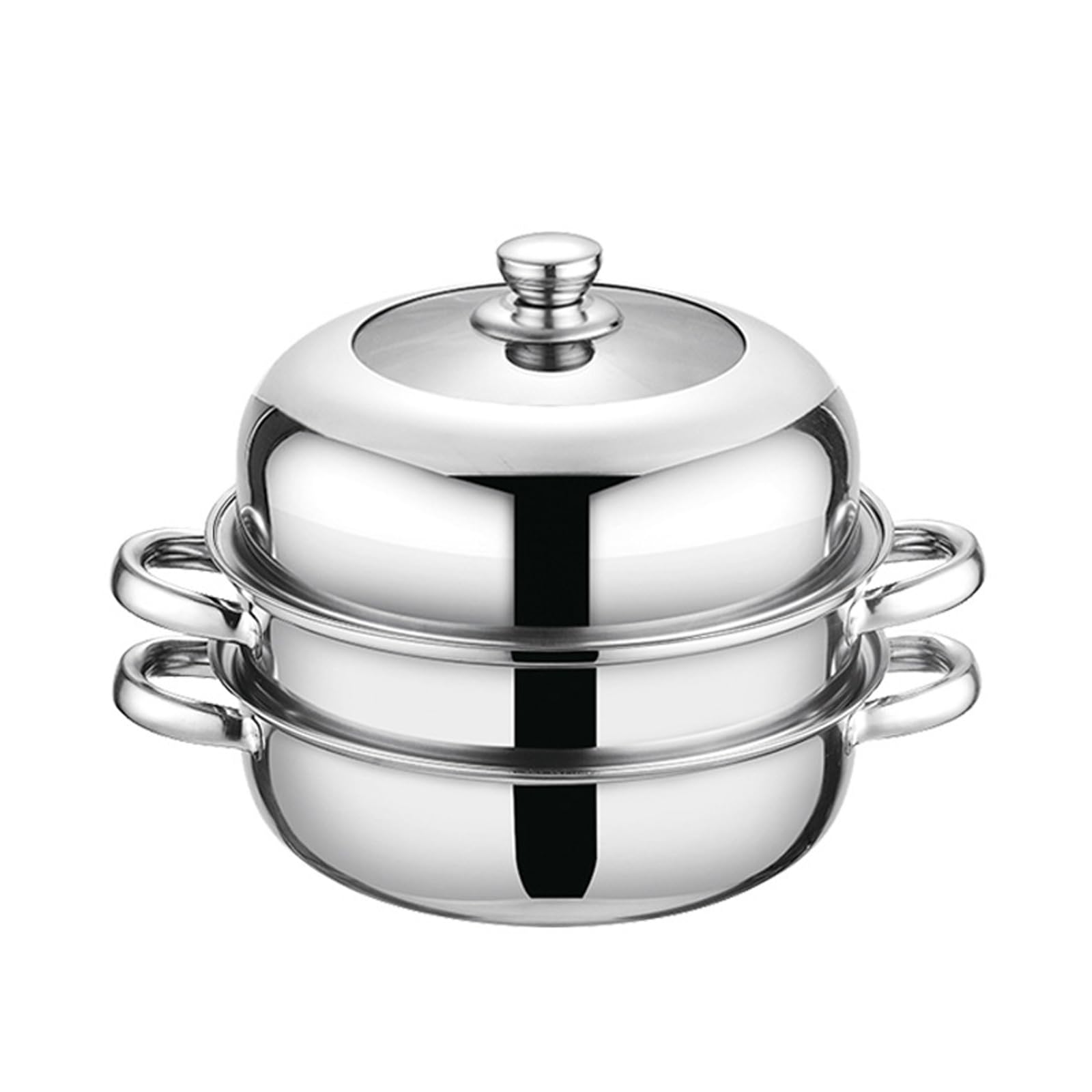 Piceioep Efficiency 3 Layer Nonrust Steel Steamer Pots with Ergonomic Handle for Safe and Even Heating Triple Layer Steamer Basket Nonrust Steel