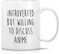 Retreez Caneca de anime engraçada presente introvertido introvertido para discutir anime mangá fã amante do Japão 325 ml caneca de café cerâmica - humor sarcasmo sarcástico presente de aniversário