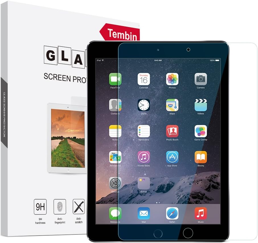 Tembin Tempered Glass Touch Screen Protector for iPad Mini 1/2 / 3, HD Clear 0.33 Glass HD Screen Protection for Apple iPad 7.9inch Anti Fingerprint/Scratch Resistant/Bubble Free
