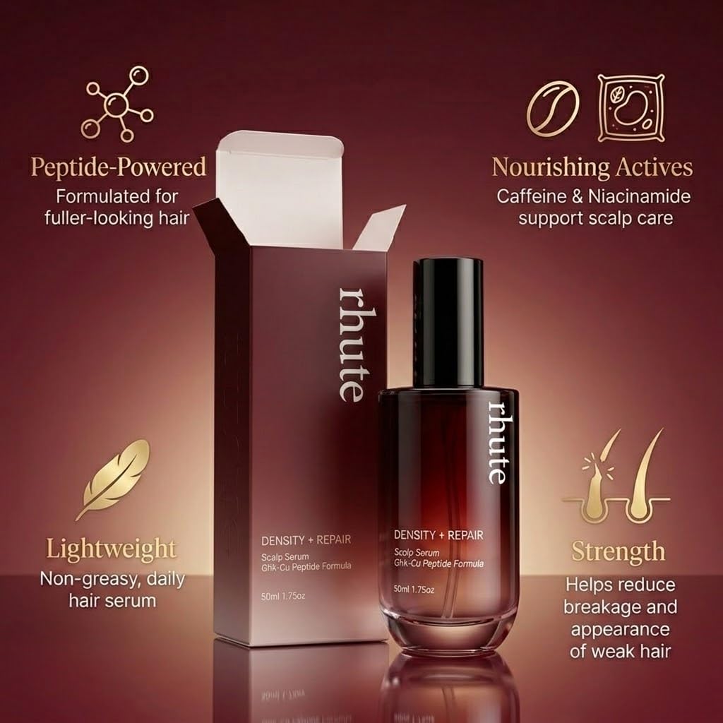 Rhute Hair Serum, Rhute Scalp Serum Daily Strengthening Treatment for Weak or Damaged Haireptide-Powered Formula for Thicker (1pcs)