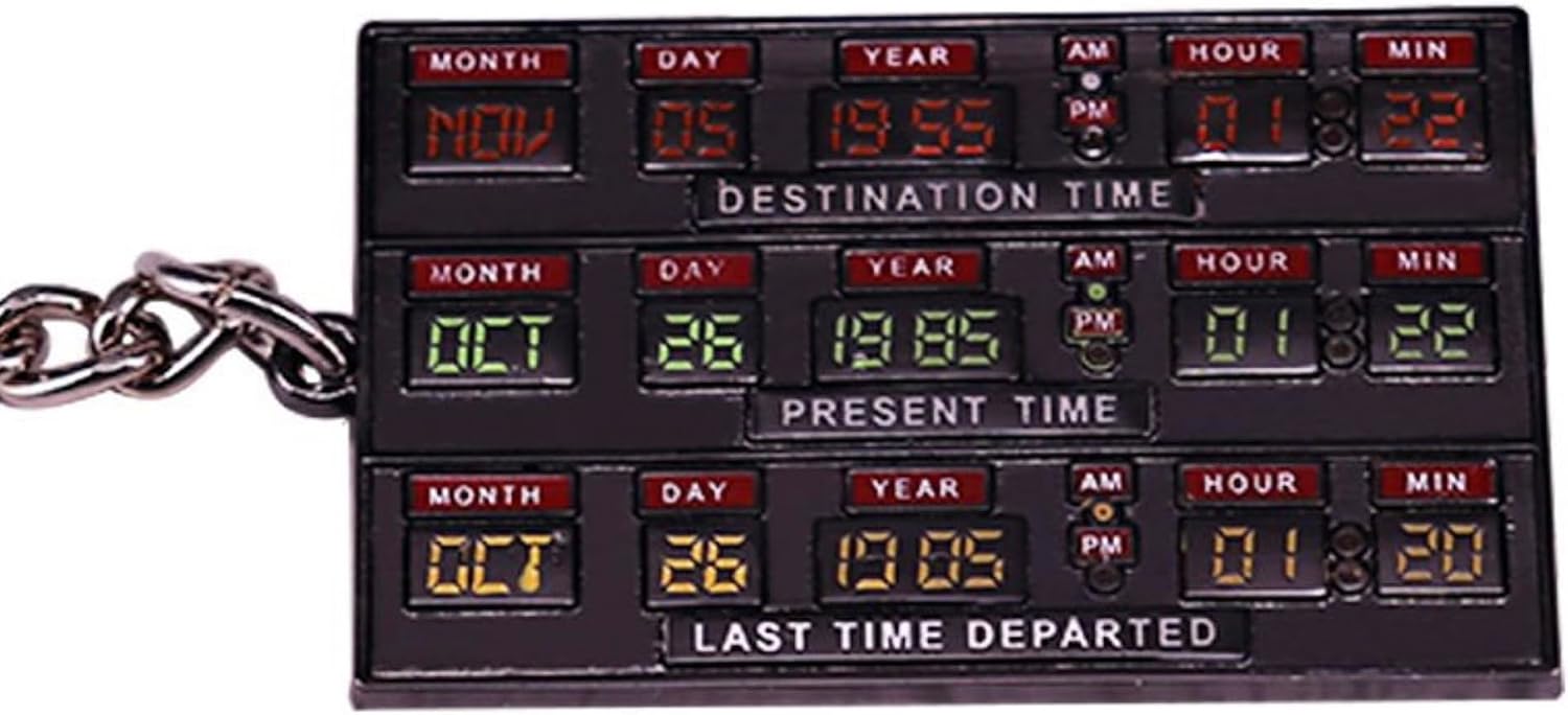 Back to the Future Time Circuit Travel Board Delorean Doc Brown Marty McFly Keychain KeyRing Key Chain Ring