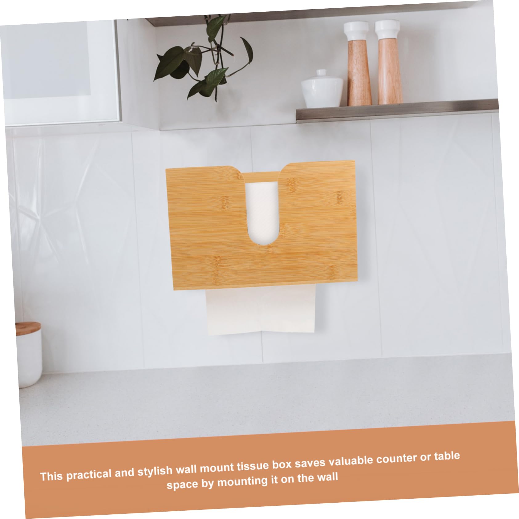 Caja de Pañuelos de Pared de Madera Color Caqui para Baño