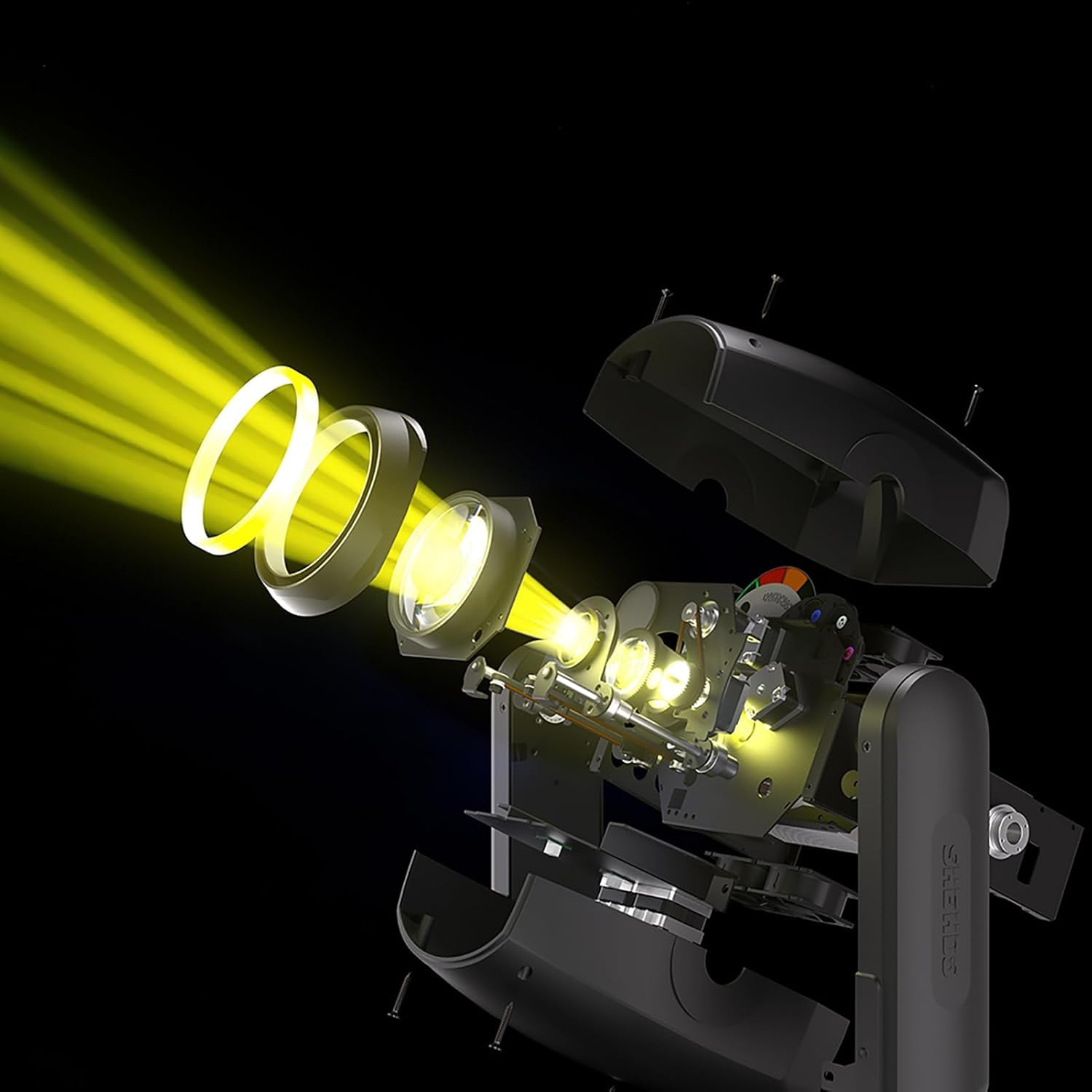 SHEHDS GalaxyJet 300W LED Mouvement Head Light, Beam&GOBO&Wash 3in1, 55000 lx/5m, Effet Prisme 5, Effet Gel, 9 Couleurs, 7 Gobos Rotant, DMX512 pour Fête, KTV, Spectacle de scène