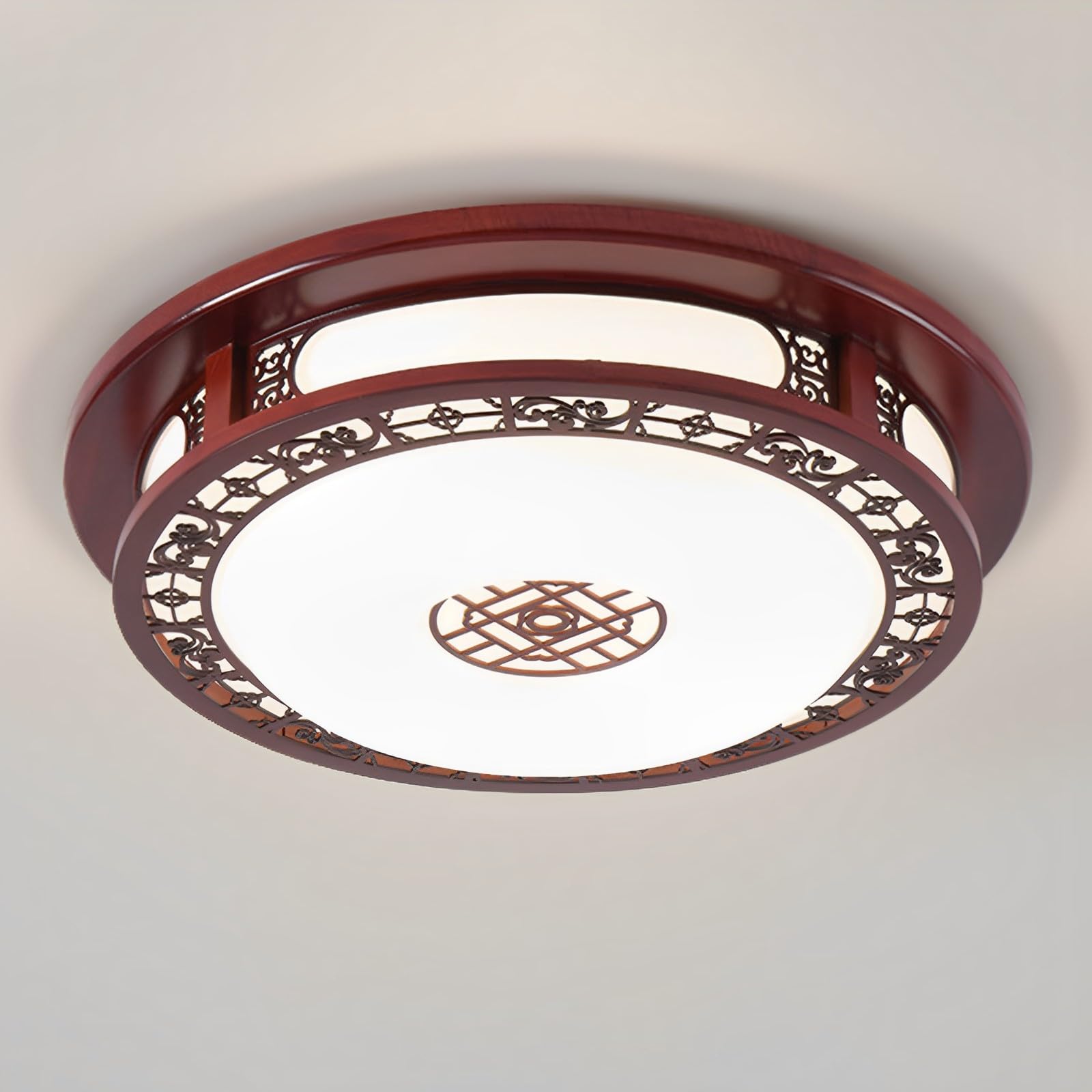 Plafonnier en Bois Chinois Luminaire pour Salon Salle à Manger et Cuisine