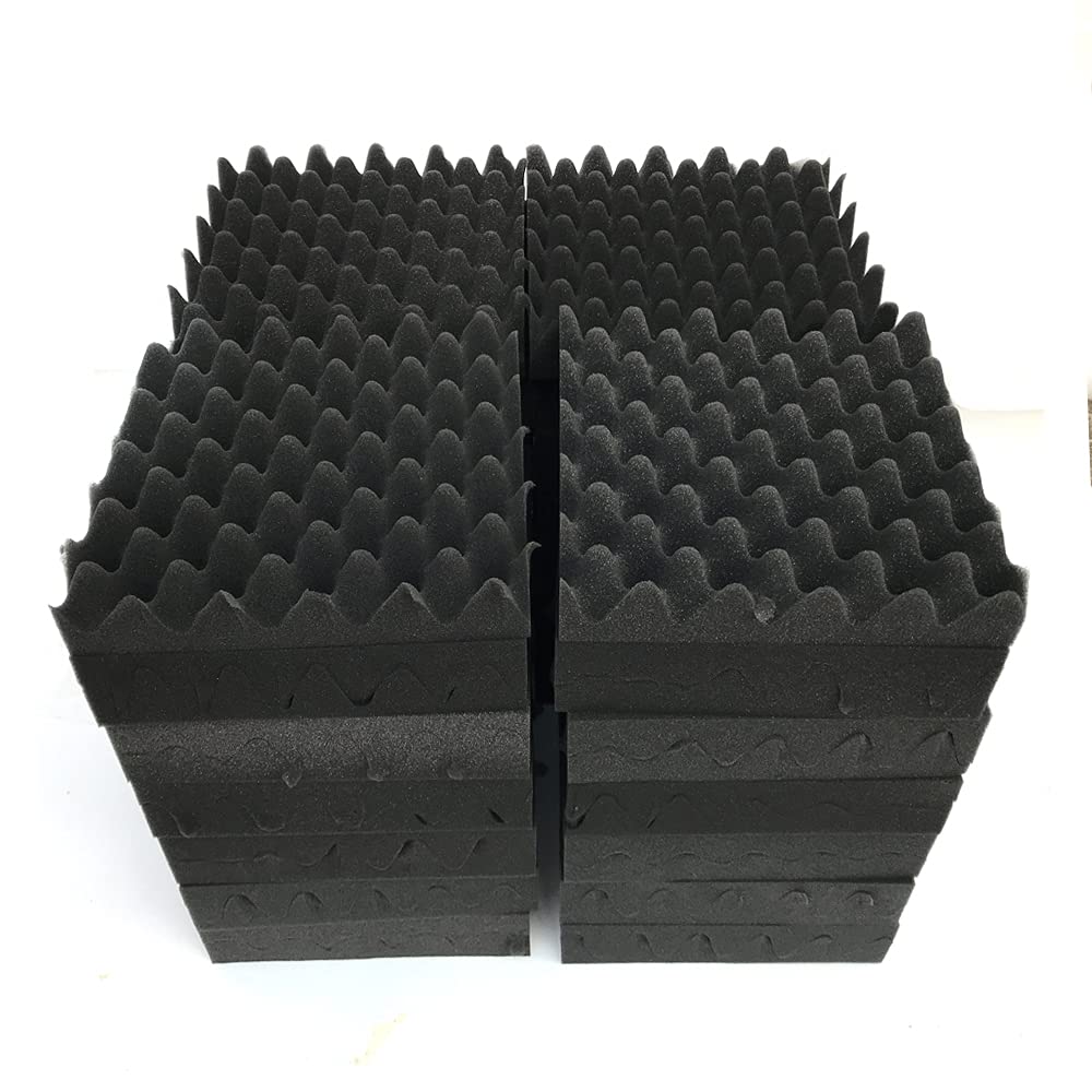 Sound Proof Foam Panels 2" Thick 12"W x12"L 50 Pack Acoustic Panel Sound Absorbing Foam Egg Crate Foam Cushion for Sound Recording Studio Listening Room Home Theater KTV Black