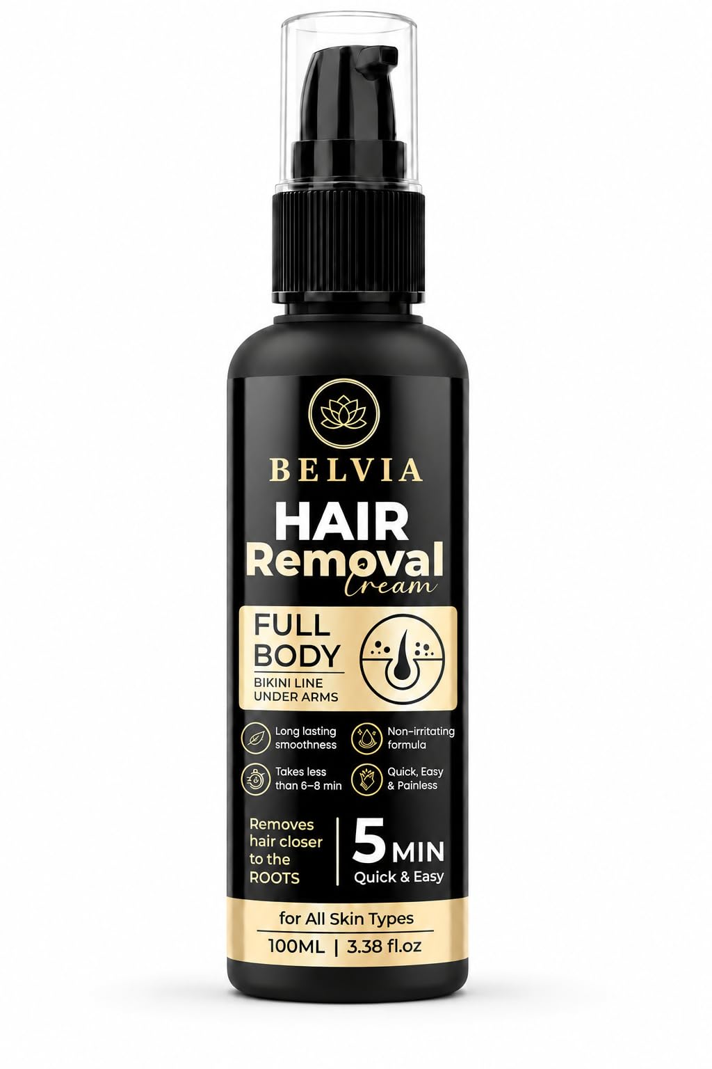 Belvia Hair Removal Cream Full Body, 100 ml | Bikini Line & Underarms, 5 Min Quick & Easy, Removes Hair at Roots, Non-Irritating Formula, All Skin Types-image-37