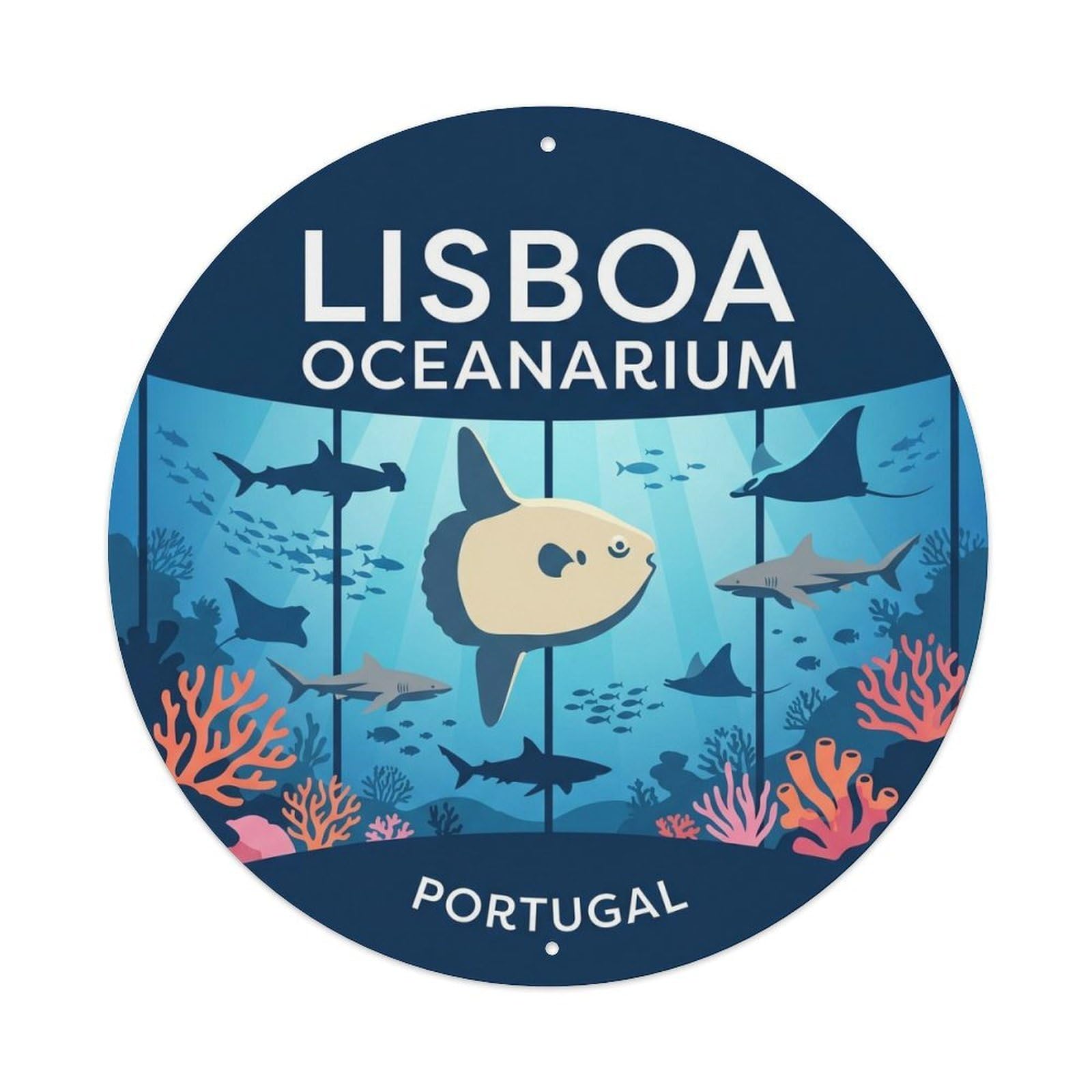 Olyhtr 8X8inch Classic Style Lisbon Oceanarium Portugal Travel Metal Tin Sign