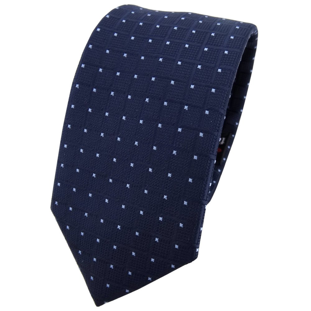 Tigertie Men's Blue, Dark Blue, Light Blue Narrow Tie Necktie In Blue Dark Blue Light Blue Dotted With Check Pattern
