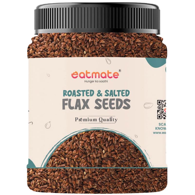 Eatmate Roasted and Salted Flax Seeds | High Fiber Omega 3 Rich Protein Alsi Seeds Raw Seeds for Eating Daily Diet | Vegetarian Gluten Free Natural Seeds for Hair, Skin and Heart Health (1Kg)