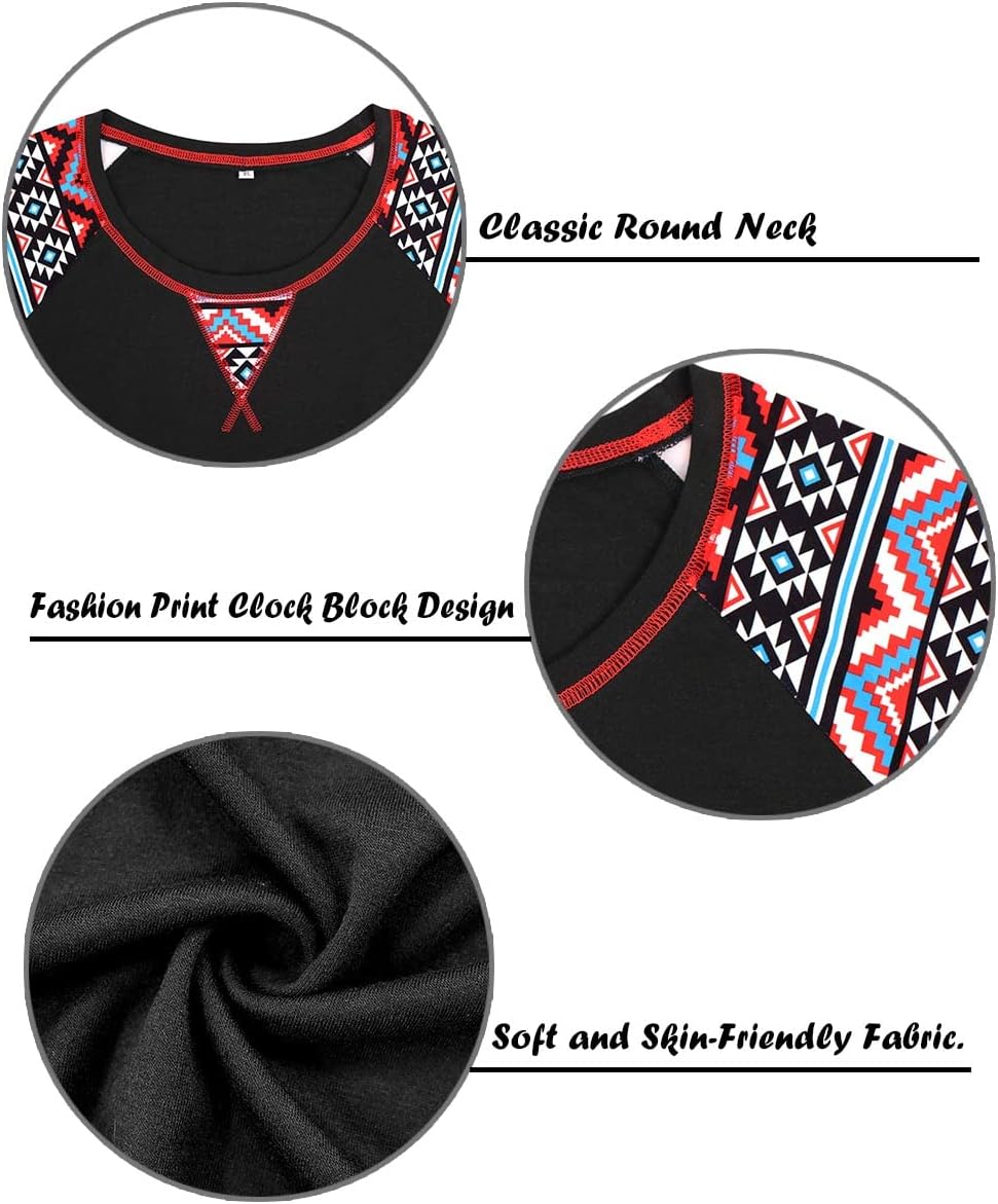 TIYOMI Plus Size T Shirt Tunic Tee Long Sleeved t Shirt Round Neck Raglan Color Block Tshirt Colorful Fall Autumn Winter Tee - Image 5