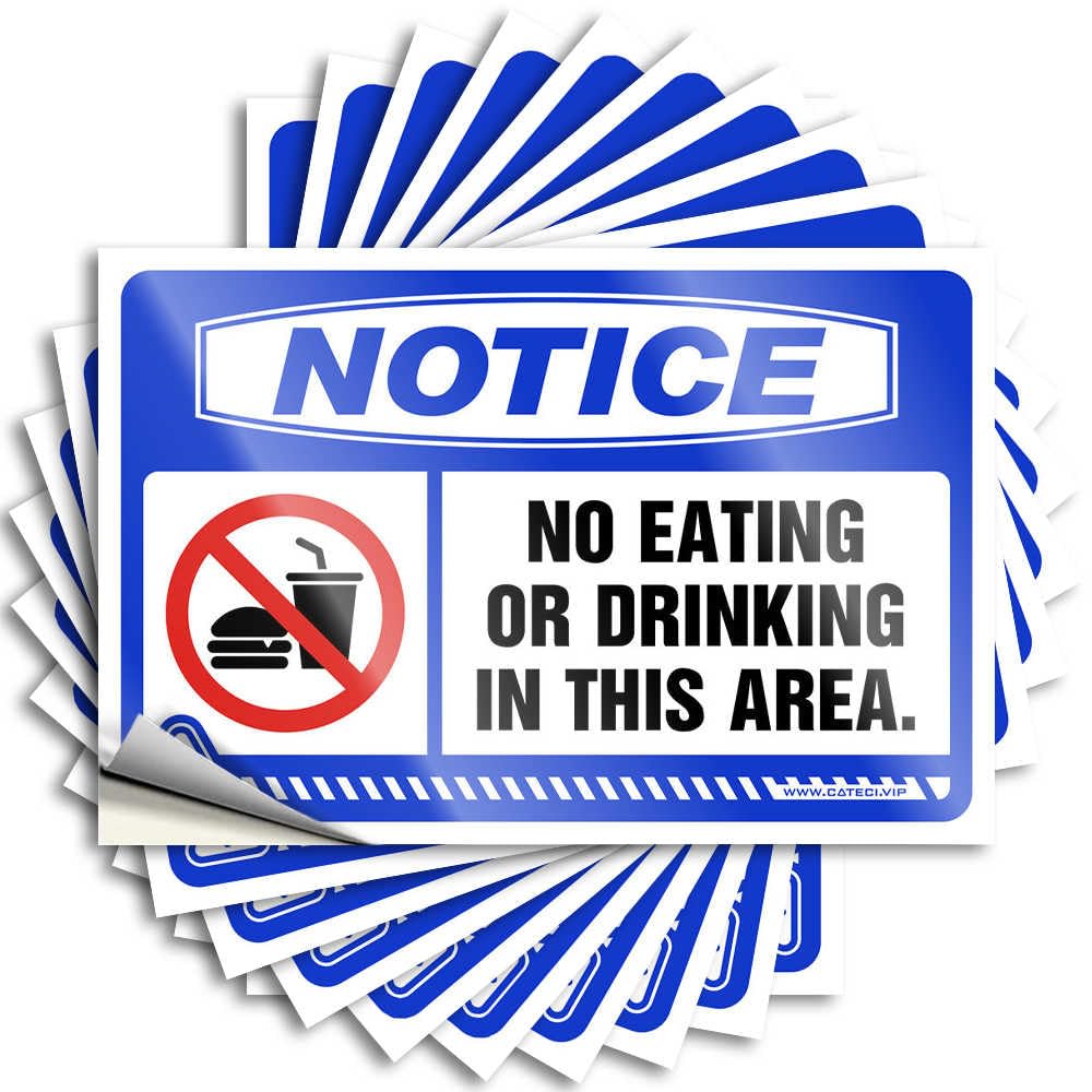 Patio Decorations Door Funny Sticker | Notice No Eating Or Drinking in This Area Bilingual Autumn Durable Vinyl Sticker Easy Apply for Teacher(6X9CM)