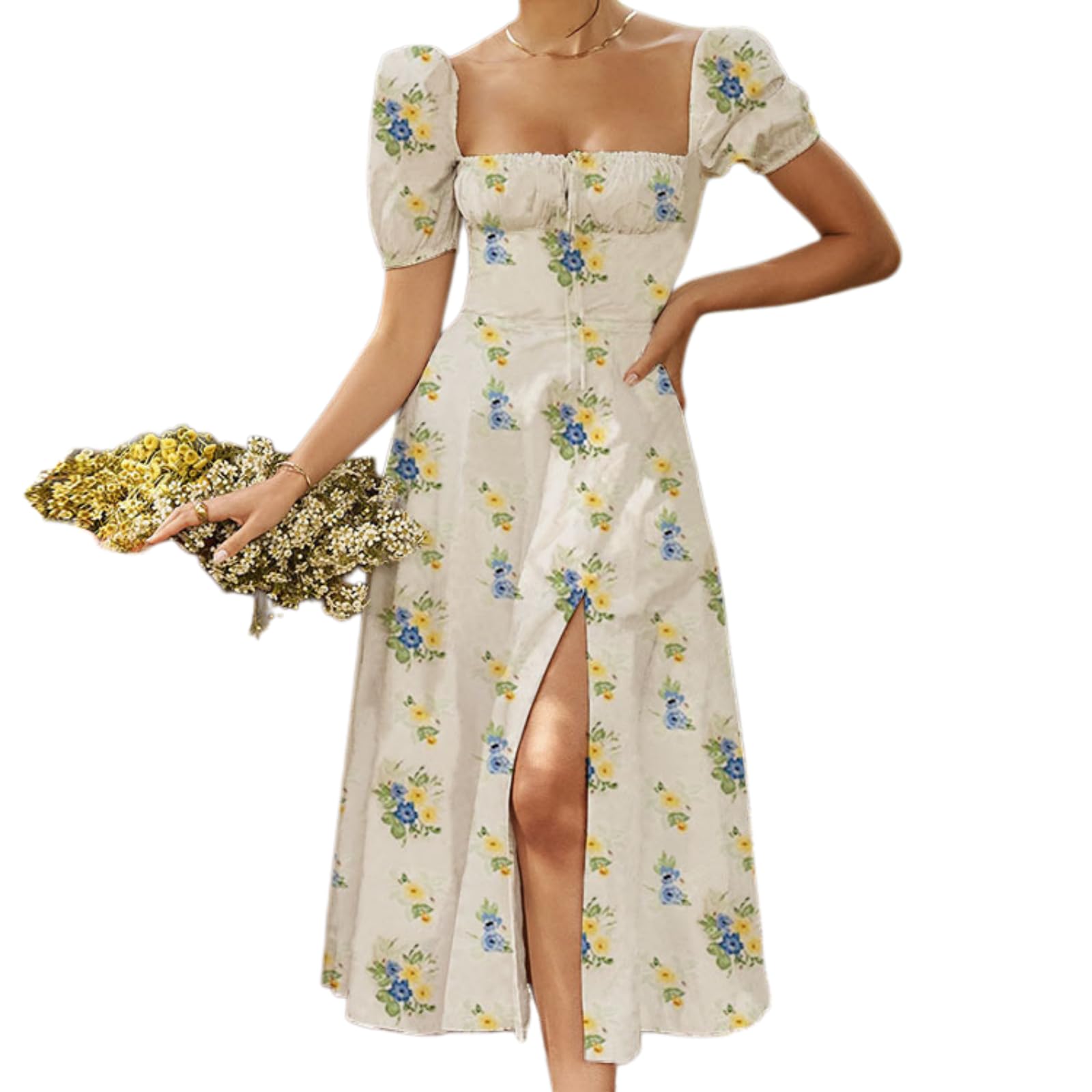 Mini spódniczka damska kwiatowa sukienka babydoll, wiązany pasek, falbana, letnia sukienka plażowa, regulowane ramiona warstwowa