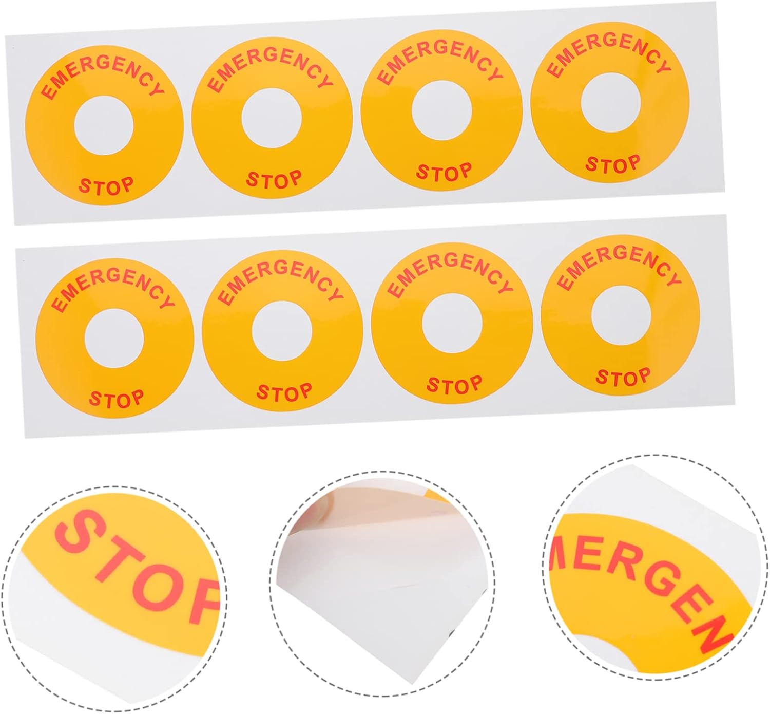 8pcs Emergency Stop Warning Stickers Sturdy Safety Labels for Electrical Equipment Caution Decals for Power Safety Easy to Apply