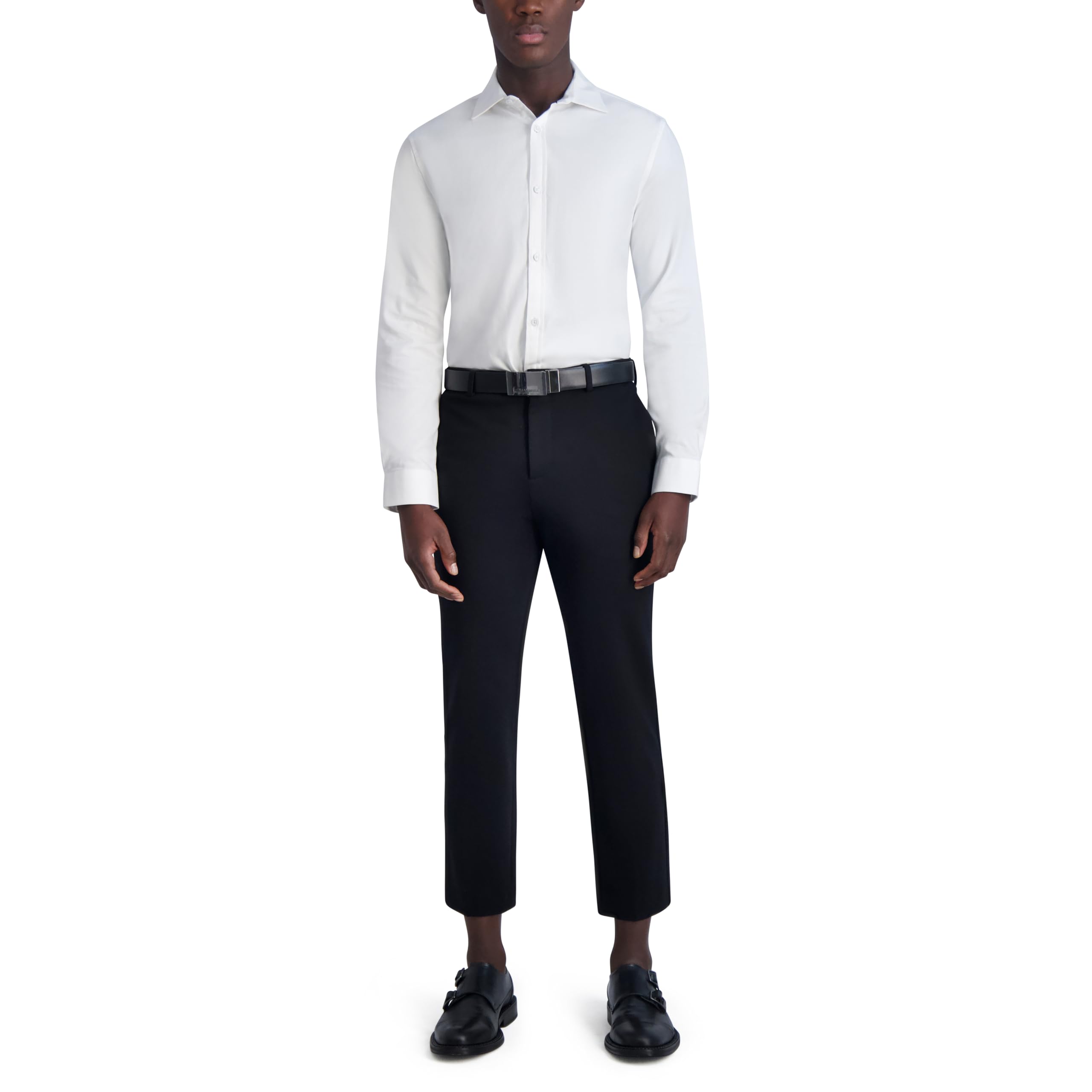Karl Lagerfeld Men's Jacquard Chevron Long Sleeve Dress Shirt
